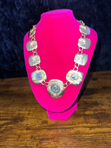 Vintage Gold Coin Medallion Statement Necklace